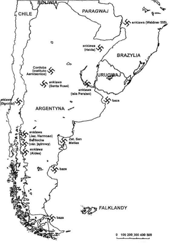 Mapa con la división por parte de los nazis de Sudamérica