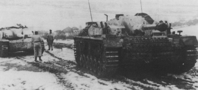Varios StuG III de la Leibstandarte durante una pausa en el avance hacia Kharkov. Marzo 1943