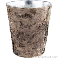 Zinc Cylinder Vase w/ Birch Wood Wrap H-8" Open-7" (Pack of 16 pcs)