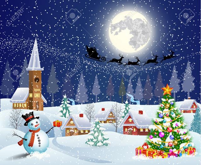 46551286-_Paesaggio-di-_Natale-con-albero-di-_Natale-e-pupazzo-di-n