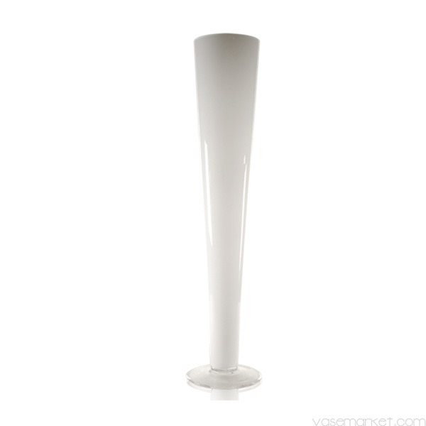 Glass White Trumpet Vase. H-24" (Pack of 6 pcs)