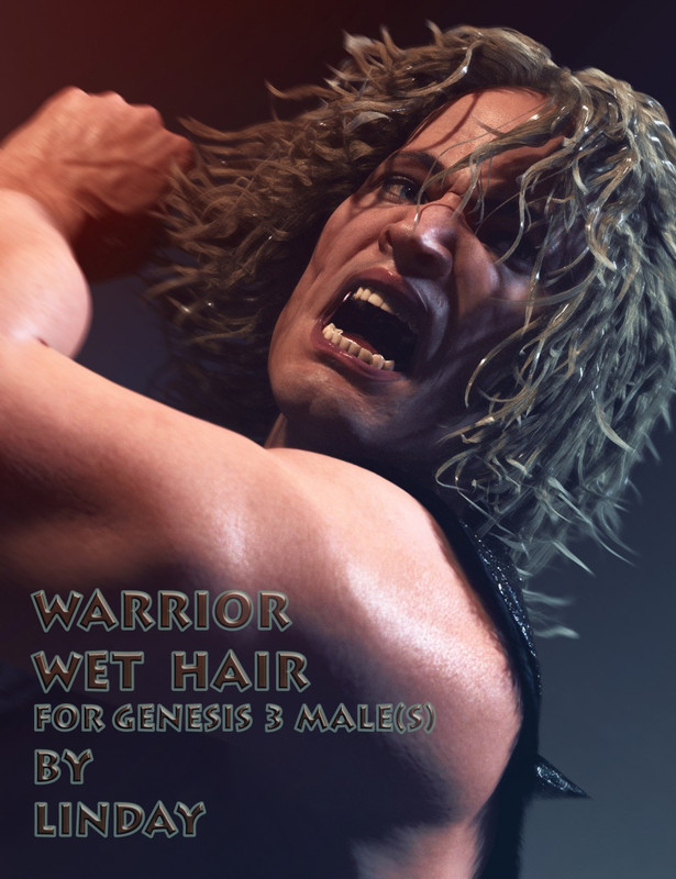 00 main warrior wet hair for genesis 3 males daz