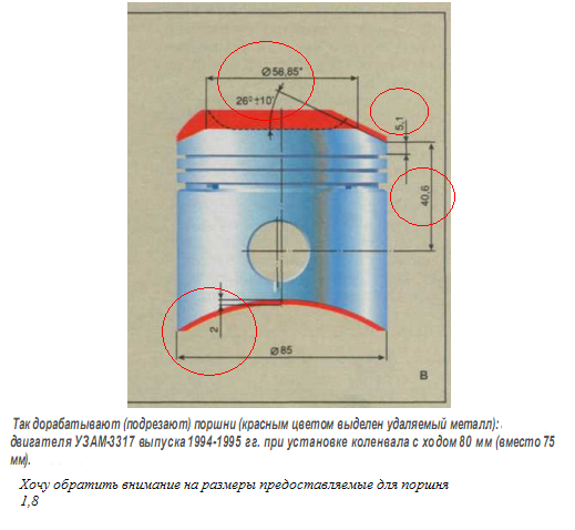 Чертеж поршня москвич