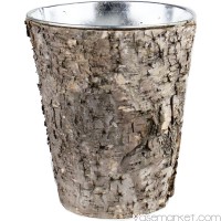 Zinc Cylinder Vase w/ Birch Wood Wrap H-7" Open-6" (Pack of 24 pcs)