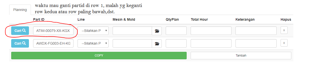 Input row