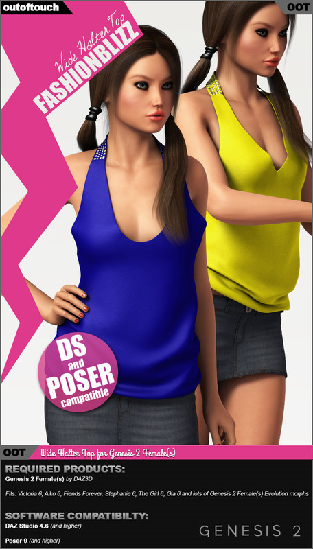 Fashion Blizz - Wide Halter Top for Genesis 2 Female(s)