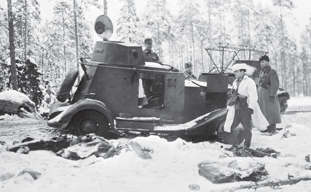 Automóvil blindado BA-20M del Ejército Rojo puesto fuera de combate por tropas finesas. Diciembre de 1939